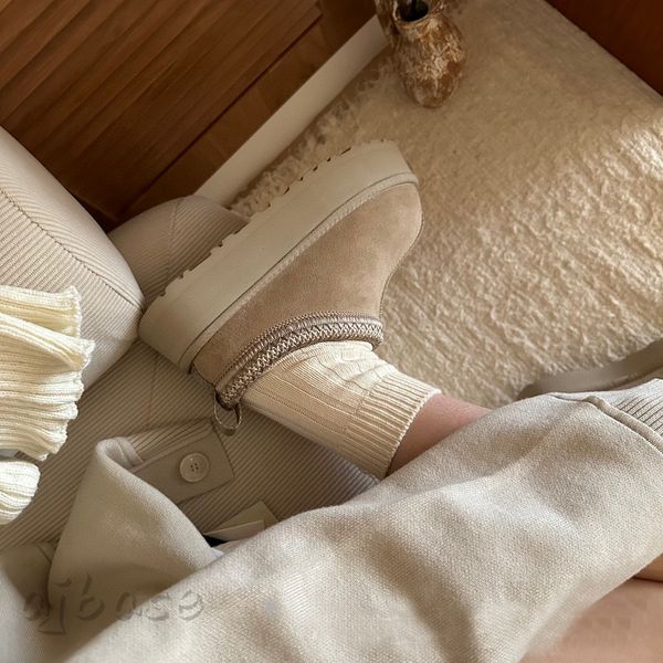 Pantofola Tazz Tasman con plateau classico ultra mini stivali da neve da donna uggglie pantofole firmate moda invernale in lana scamosciata per interni