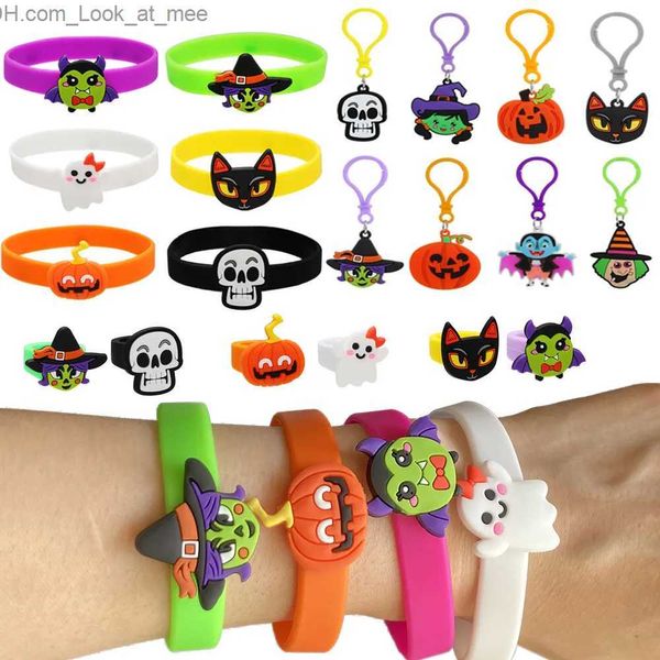 Andere Event-Party-Zubehör, Halloween-Party-Dekoration, Ring, Armband, Armband, Kürbis, Katze, Schädel, Hexe, Geister, Fledermaus, Silikon, Bonbonfarben, Requisiten, Schlüsselanhänger, Tasche, Ballon, Q231010