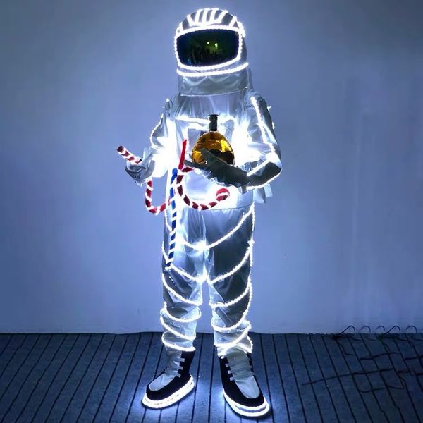 Aydınlık Uzay Takım Noel Karnavalı Cadılar Bayramı LED Işık Uzay Takım Kostüm Maskeli BAZI PARTİK KULÜBÜ Cosplay Astronot Cosplay