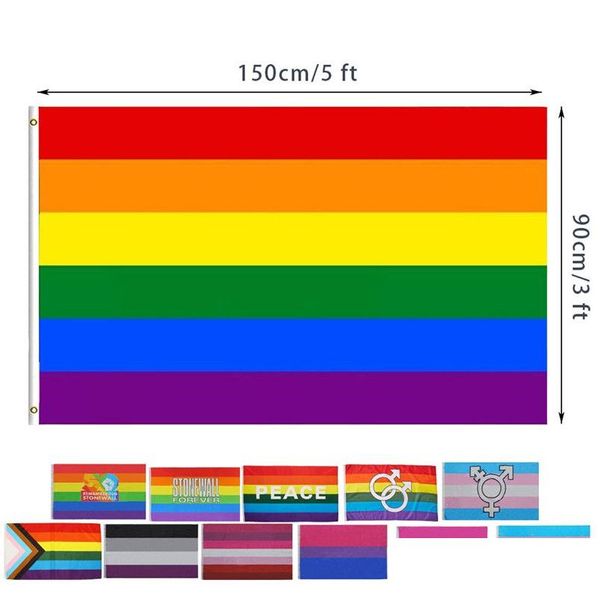 Banner-Flaggen, 12 Designs, 3 x 5 Fuß, 90 x 150 cm, Philadelphia, Phily, gerader Verbündeter, Fortschritt, LGBT, Regenbogen, Gay-Pride-Flagge, Hausgarten, festlicher Teil, Dhra4
