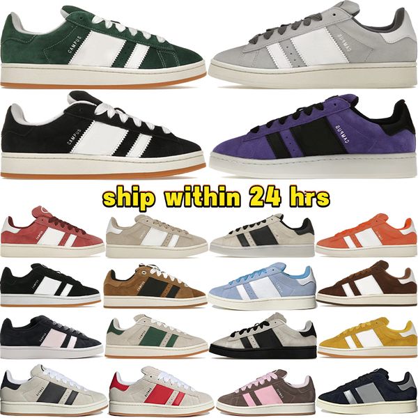 Campus 00s Suede Sneakers Mens Sapatos Casuais Designer Treinadores Verde Escuro Nuvem Branco Preto Gum Cinza Energia Tinta Marrom Deserto Âmbar Tint Dia dos Namorados Bark Womens Shoe