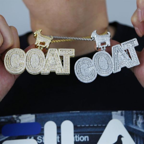 2022 nuovo animale capra con la lettera pendente iniziale completamente ghiacciato Bling 5A collana con zirconi cubici per le donne gioielli Hiphop di moda284e