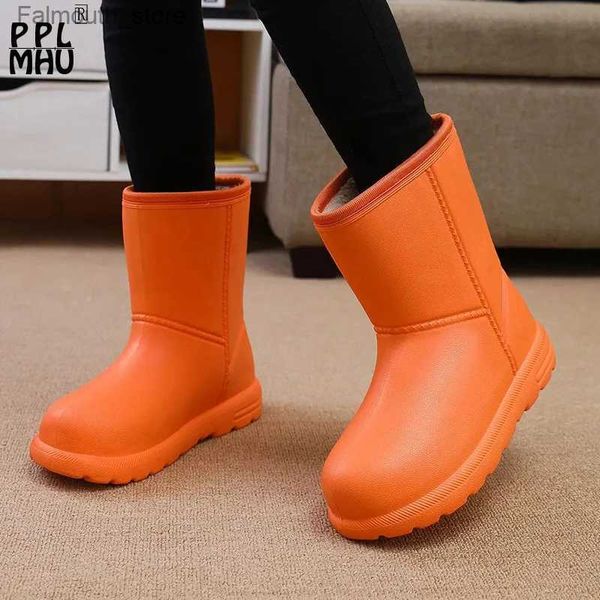 Stiefel EVA Verschleißfeste warme Rubbe Schneestiefel Winter wasserdichte rutschfeste Plattform Arbeitsschuhe Runder Kopf Frauen verdicken Regenstiefel Q231010