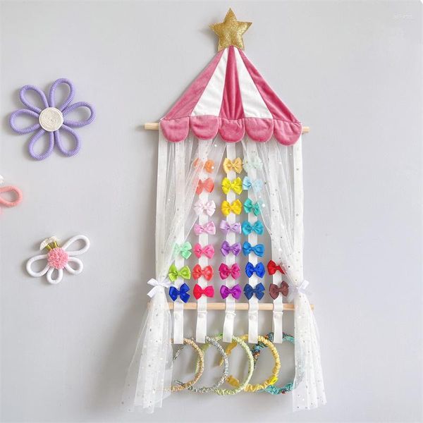 Estatuetas decorativas tenda de jogo, prendedor de cabelo para bebês, suporte de princesa, grampos de cabelo, acessórios de armazenamento, organizador, decoração de parede