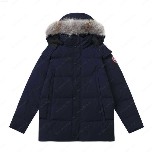 Parkas masculinas Canadá Long Puffer Jaquetas Homens Designer Real Coyote Fur Outdoor Wyndham Windbreaker Jassen Outerwear Com Capuz Fourrure Manteau Jaqueta Casaco Parka