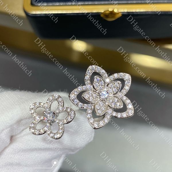 Anéis de noivado de designer de alta qualidade para mulheres flor anel de diamante luxo tira 925 jóias senhora presente de natal