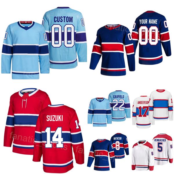 Hokey takımı 8 Mike Matheson Jersey Ters Retro 17 Josh Anderson 28 Christian Dvorak 5 David Reinbacher 14 Nick Suzuki 77 Kirby Dach 22 Cole Caield Çocuk Lady Man