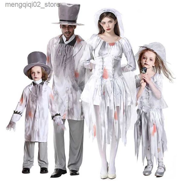 Tema Traje Umorden Horror Assustador Sangrento Zumbi Noiva e Noivo Vem para Crianças Criança Adolescentes Adulto Família Halloween Fancy Dress Q231010