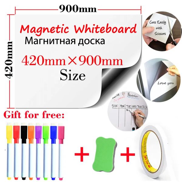 Whiteboards Magnetisches Whiteboard für die Schule, Whiteboard, Kühlschrankaufkleber, Bürowandtafel, Nachrichtentafel mit doppelseitigem Klebeband, 231009