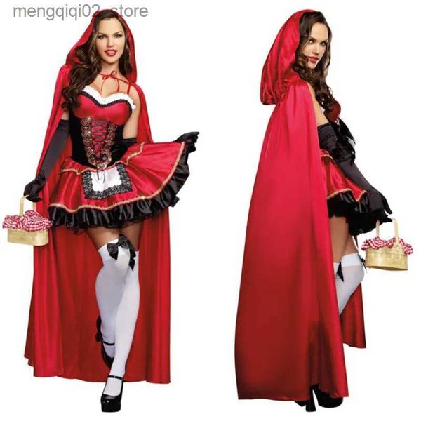 Tema Traje Cosplay Chapeuzinho Vermelho Manto Venha para Mulheres Fantasia Adulto Halloween Fantasia Carnaval Dress Up Party Fairy Tale Girl Q231010