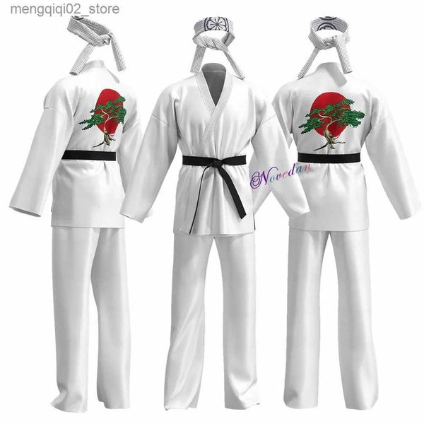 Tema Traje Karate Kid Cobra Kai Come Kid Feminino Homens Kimono Tory Nichols Daniel LaRusso Cosplay Uniforme Headband Halloween Party Outfit Q240307