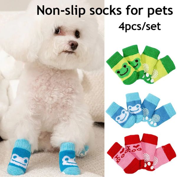 Abbigliamento per cani 4 pezzi Calzini per cuccioli Teddy Scarpe impermeabili per gatti Coprigambe antigraffio Anti sporco Maglieria per animali Cani di piccola taglia Calzino caldo in maglia 231010