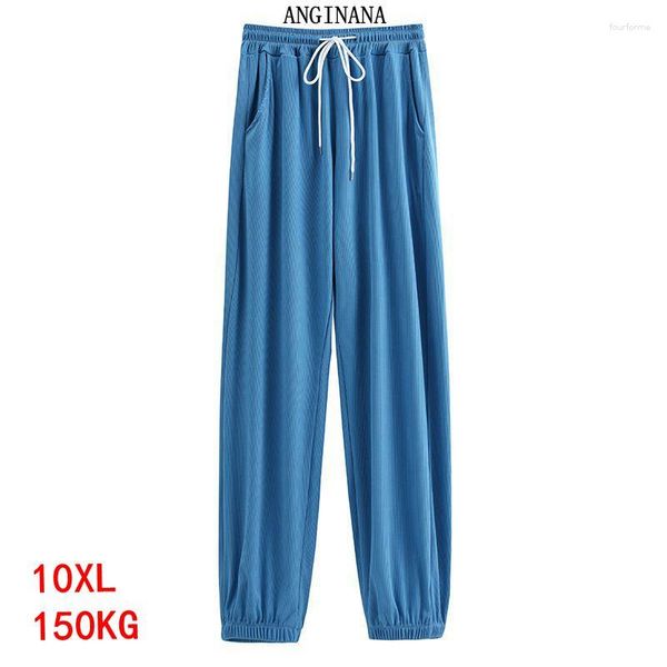 Damenhose, große Größe, 10XL, 150 kg, Tasche, groß, 7XL, 8XL, 9XL, Sommer, hohe Taille, lockere schwarze Stretchhose, Sport, 52 54 56