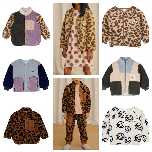 Casaco meninas inverno 2023 wyn marca crianças meninos leopardo estampas lã de cordeiro dos desenhos animados jaqueta esportiva outerwear crianças roupas 231009