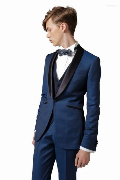 Ternos masculinos bonitos padrinhos xale lapela noivo smoking masculino vestido de casamento homem jaqueta blazer formatura jantar (jaqueta calças gravata colete) a151