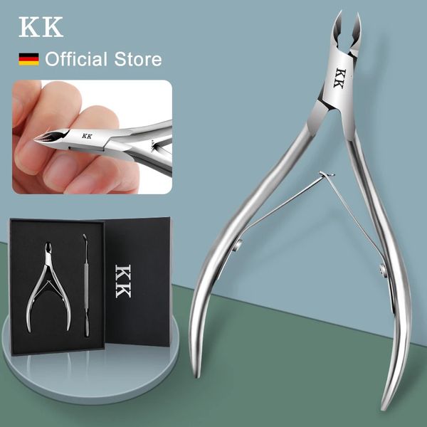 Tesoura de cutícula KK Cuticle Nipper Nail Clippers Tesoura Manicure Removedor de pele morta Aço inoxidável Pedicure Cortador Pusher Tool Trimme Hand Care 231007