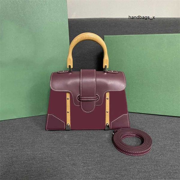 Borsa a tracolla a tracolla con ampio spazio interno, estetica di design, borse a tracolla in morbida pelle, manico in legno, borsa tote con tracolla rimovibile XB001 E23