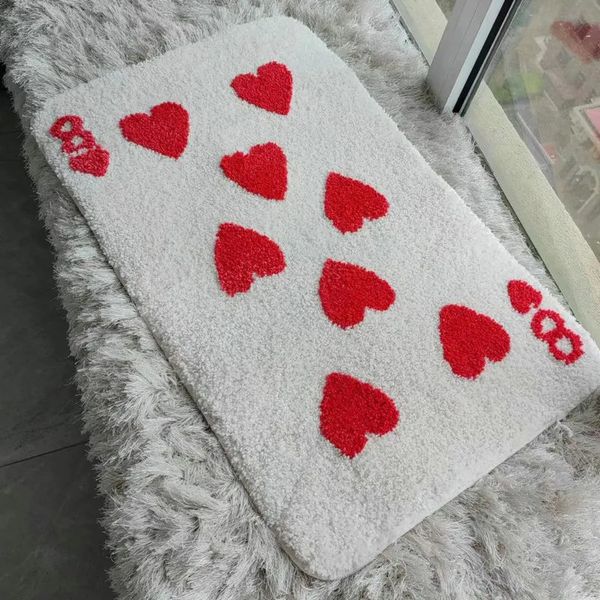 Tappeti Rosso Amore Cuore 8 Tappeto Morbido trapuntato a forma di carta Tappeto Soggiorno Arredamento Antiscivolo Tappetino da bagno Tappetino per camera da letto Zerbino Comodino 231010