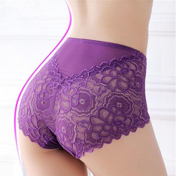 Spitze Plus Größe S-3XL Höschen Frauen Sexy Lila Dessous Y2k Ouvert Durchsichtig Mesh Aushöhlen Hohe Taille Unterwäsche261d