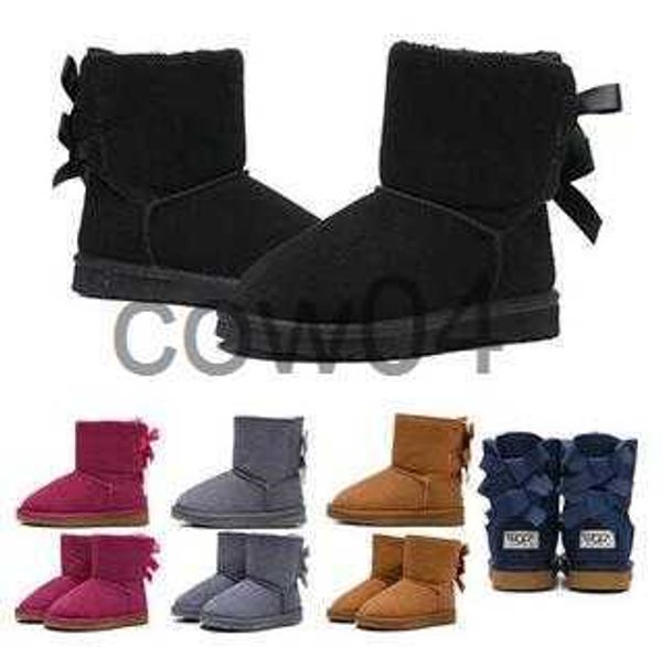 Botas Mais Barato Designer Crianças Botas WGG Neve Botas de Inverno Bailey Bow Crianças Menina Menino Triplo Preto Rosa Khaki Ankle Booties 26-35 X1010