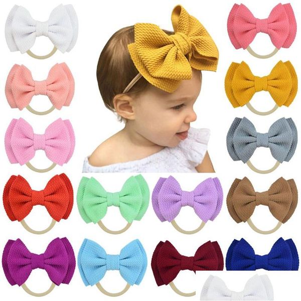 Haarschmuck 20 Farben Baby-Accessoires Säuglingsmädchen Netter großer Bogen-Stirnband Neugeborene Feste Kopfbedeckung Kopfschmuck Nylon Elastisches Haarband DHF9Z