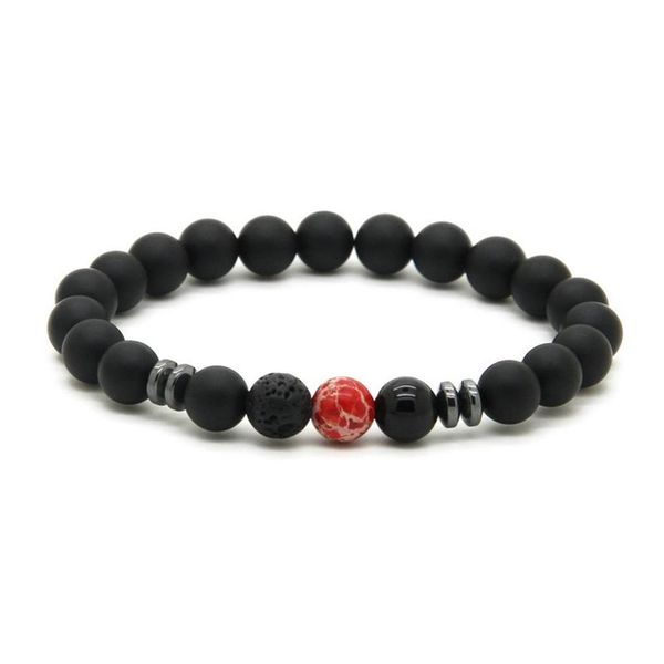 Todo 10 pçs / lote Top Quality 8mm Natural Matte Ágata com Azul Vermelho Roxo Mar Sedimento Imperial Stone Beads Lucky Bracelets2881