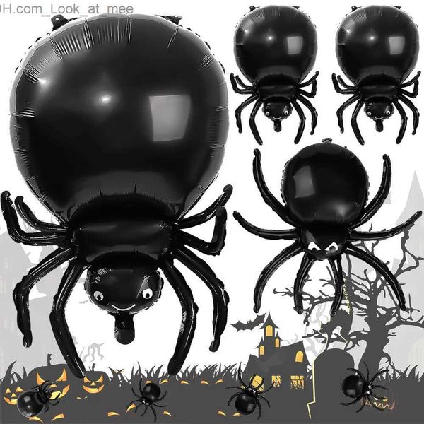 Outros suprimentos de festa de evento Halloween Spider Foil Balloons Balão Black Spiders Airballoon Aniversário Home Decorações Acessórios Q231010