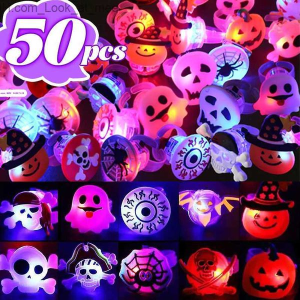 Altre forniture per feste di eventi hanno guidato gli anelli luminosi di Halloween Creative Glowing Pumpkin Ghost Skull Anelli Glow in the Dark Finger Rings Toys Christmas Party Decor q231010