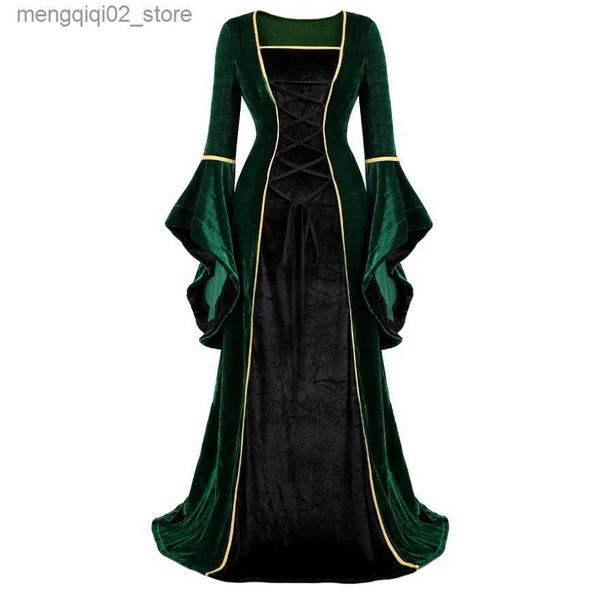 Thema Kostüm Damen Renaissance Irisch Deluxe Samtkleid Viktorianisches Mittelalter Langes Kleid Retro Kostüm Halloween Cosplay In Übergröße Q231010