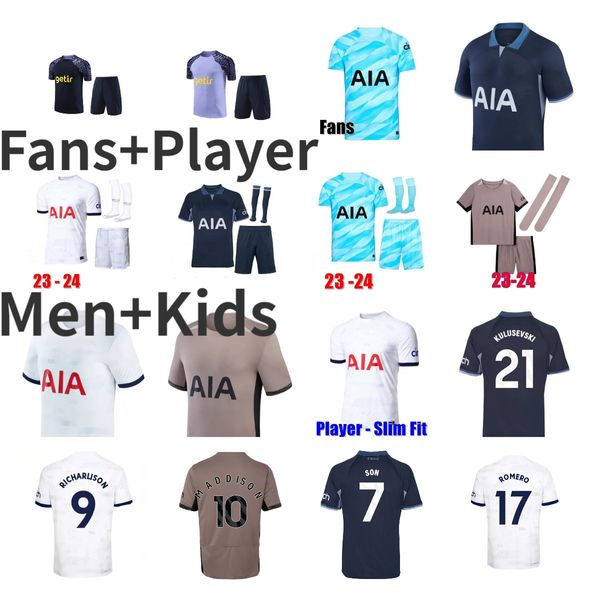 23 24 Tottenham MADDISON SON RICHARLISON maglie da calcio PEDRO PORRO KULUSEVSKI HOJBJERG 2023 2024 PERISIC DANJUMA ROMERO Maglia da calcio GK BENTANCUR SPURS Uomo bambini