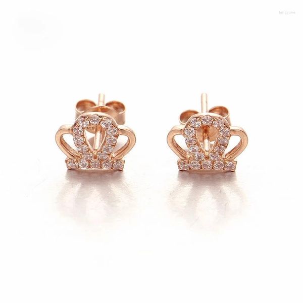 Ohrstecker 585 Lila Gold Licht Luxus Krone Ohrringe Weiblich Überzogen 14K Rose Exquisite Kristall Mode Für Frauen Schmuck