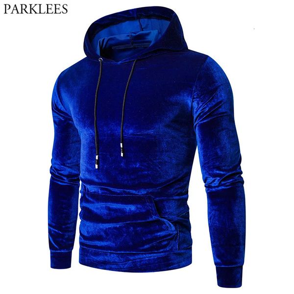 Mens Hoodies Moletons Azul Royal Veludo Veludo Moletom Com Capuz Homens Outono Casual Hip Hop Suor Homme Streetwear 231010