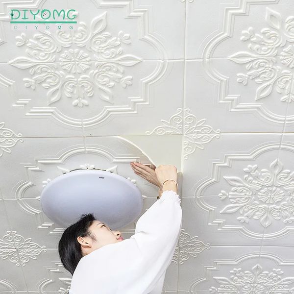 Adesivos de parede Telhado Teto Papel de Parede 3D PVC Adesivo Autoadesivo À Prova D 'Água para Sala de estar Quarto Decoração Contato Pape 231009