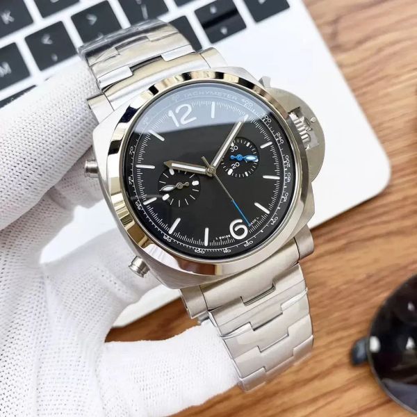 Üst sınıf AAA+ Turuncu Çember Gezegen Metre Black Limited Dial Saat 44mm kuvars kronograf okyanus dalgıç 600m Skyfall Paslanmaz Çelik Arka Spor Deniz Erkekler Montre T83