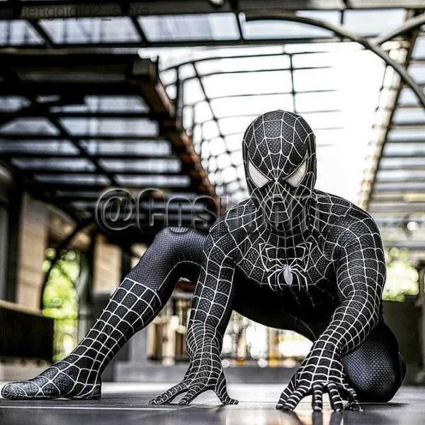 Themenkostüm Tobey Maguire Come Schwarz/Rot Raimi Spider Man Cosplay Superheld Zentai-Anzug Halloween Kommt für Erwachsene/Kinder Q240307