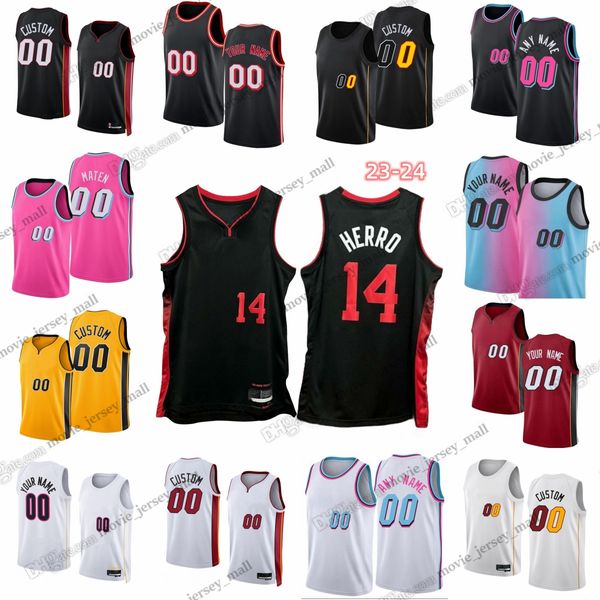 Camisas de basquete personalizadas impressas 2023-24 da nova temporada Jimmy Butler Bam Adebayo Kyle Lowry Justin Champagnie Cheick Diallo Drew Peterson Dru Smith Swider Williams