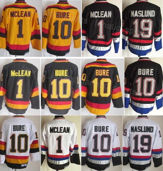 Retro-Hockey-Vintage-Trikot CCM Classic 10 Pavel Bure 1 Kirk Mclean 19 Markus Naslund 44 Todd Bertuzzi Für Sportfans Alle genähten, atmungsaktiven Herren aus reiner Baumwolle