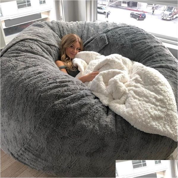 Cadeira cobre Ers Drop Bean Bag com Furry Keep Warm Hine Lavável Grande Sofá Er e NT Recliner Quarto Móveis Entrega Home Gard Otbqu