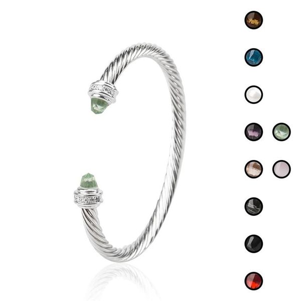 Bracciale rigido color argento Bracciale rigido Bracciale di design placcato oro bianco Bracciale di lusso con zirconi onice nero per Wom308W