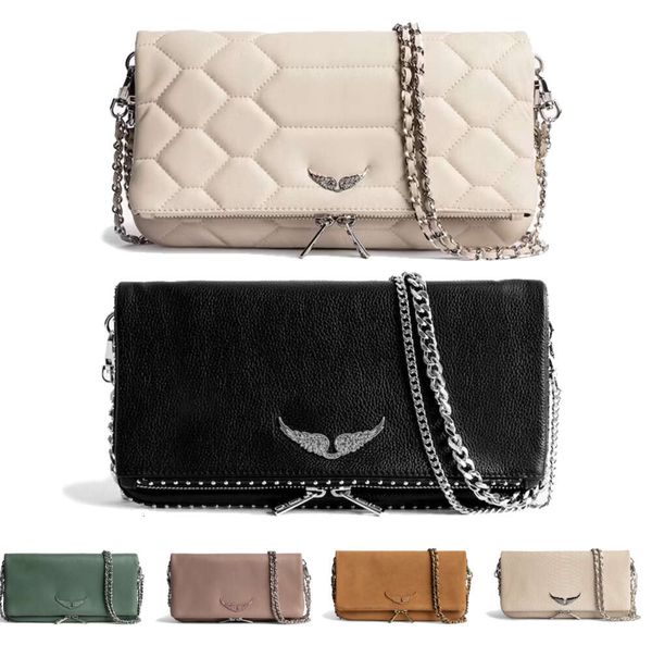 Flügel Zadig Voltaire Tasche Damen Tote Handtasche Schulter Mann Echtes Leder Flügelkette Luxuriöse schwarze Brieftasche gesteppt Cross Body