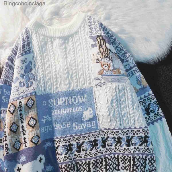 Damenpullover Winter 2022 American Christmas Bear INSTAGRAM Pullover für Männer und Frauen Paare locker sitzender Pullover für kleine süße StrickwarenL231010