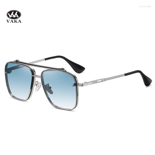 Солнцезащитные очки 2023 Модные мужские мужские очки с градиентом Красочные двухцветные большие металлические оправы