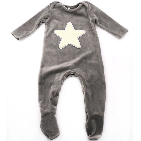 Macacão macio meninas menino bebê veludo onesie macacão 0-12 mês crianças estrela pijama casual inverno menina roupas mangas compridas macacões footies 231010