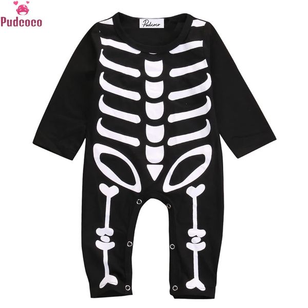 Комбинезоны осень-зима Хэллоуин одежда для маленьких мальчиков и девочек комбинезон со скелетом комбинезон с длинными рукавами наряд костюм косплей 231010