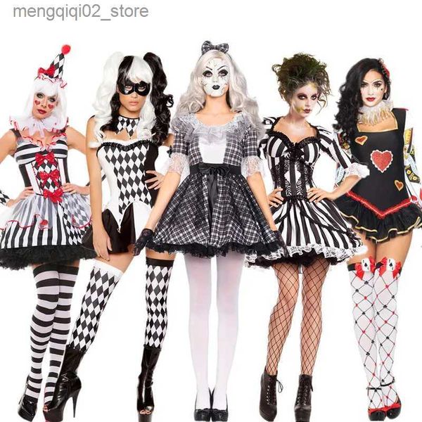 Costume a tema Clown Arriva il vestito da festa del circo Halloween Uniformi cosplay Donna Vieni sexy Naughty Circus Clown Performance Joker Abbigliamento Q231010