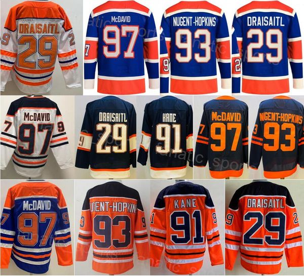 Hóquei no gelo Heritage Classic 91 Evander Kane Jersey Man 97 Connor McDavid 29 Leon Draisaitl 93 Ryan Nugent-Hopkins Stadium Series Reverse Retro Stitched Pullover