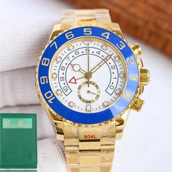 Roles Mens Watch Blue Dial Ice Out Relógios Relógios de Ouro para Homens Yachtmaster Diamond Luxury Mecânico 44mm Movimento Automático Top Marca High Role cy