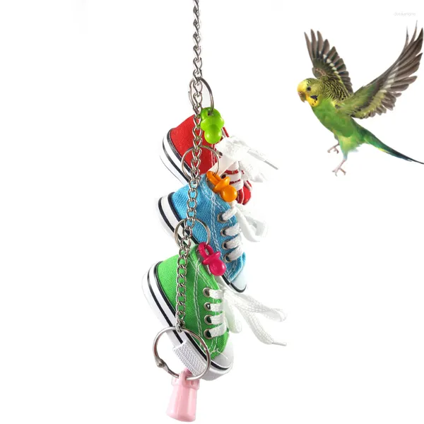 Altre forniture per uccelli Mini scarpe di tela Giocattoli per pappagalli Decorazione per gabbia per scarpe per animali domestici Giocattolo da arrampicata in piedi