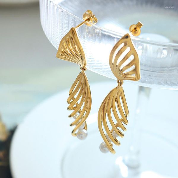 Boucles d'oreilles de luxe aile de papillon pour femmes, magnifiques bijoux de dîner incrustés de perles d'imitation, accessoires brillants pour filles