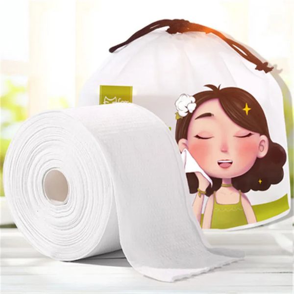 Doku 75pcs/Roll Tek Kullanımlık Havlular Banyo Pamuk Yüz Temizleme Havlusu Yumuşak Doku Makyaj Makyaj Pedi Makyaj Aracı 231007